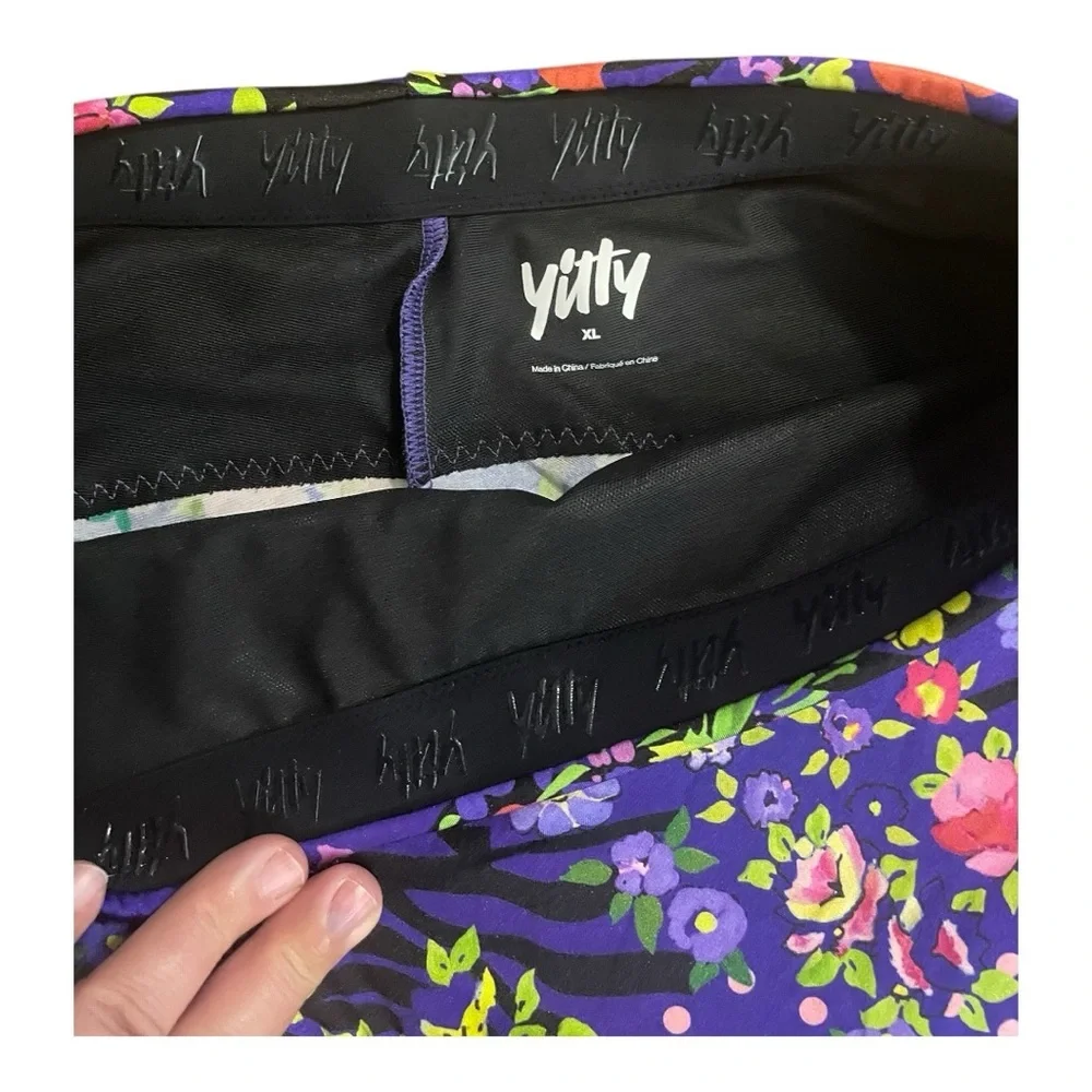 Yitty Headliner Shaping High Waist colorful Purple Floral biker active Shorts XL